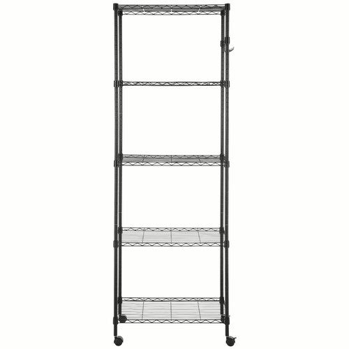 5 Tier Metal Storage Rack Shelving Wire Shelf Kitchen Office Stand Unit + Wheels - Picture 34 of 36