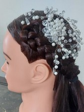 Wedding Bridal Hair Comb Pearls Silver clear beads Headpiece
