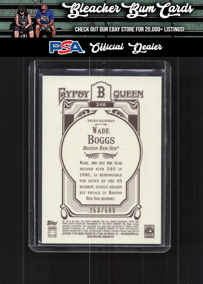 2012 Topps Gypsy Queen 248 Wade Boggs Framed Blue #/599 - Image 2 of 2