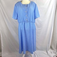 Vintage Polka Dot Maxi Shirt Dress Size M 90s Does 40s Pinup Rockabilly Teacher