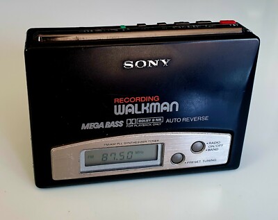 Rare Sony WM-F2097 Recording Walkman Radio Cassette + Sony MDR-W24