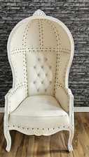 Sessel Weiß Schalensessel Ballonsessel Holz Massivholz Barocksessel