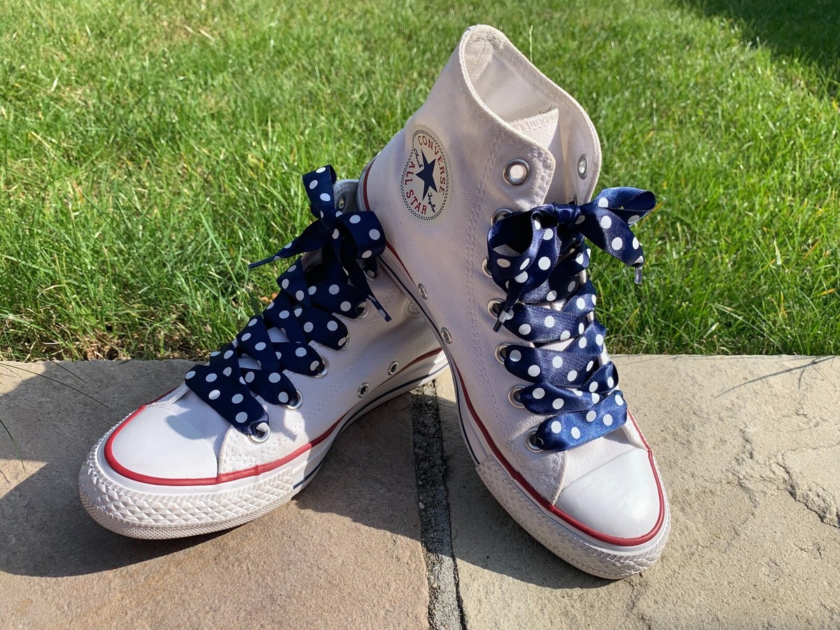 Fashion Colours Polka Dot Ribbon Shoelaces with Aglets for