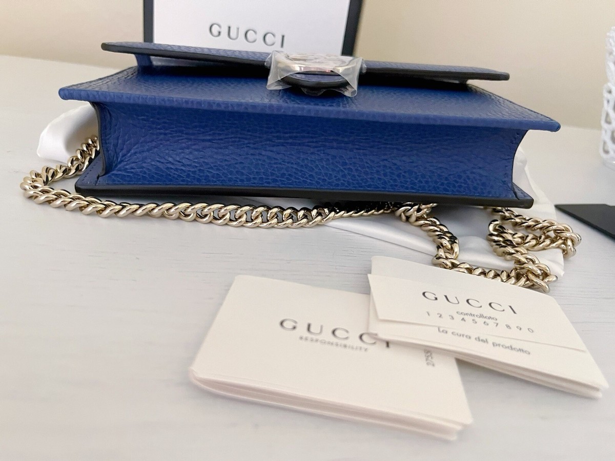 【Louis Quatorze】LALA Women’s Chain Wallet Powder Blue NWT Gucci Leather Interlocking G Chain Wallet Crossbody Bag