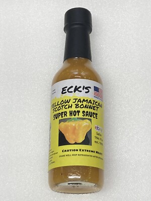 ECK S YELLOW JAMAICAN SCOTCH BONNET Super Hot Pepper Sauce 5 oz Bottle Make Jerk