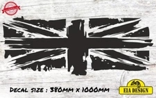 UK Flag Distressed hood side vinyl DECAL sticker for car black 380mm x 1000mm