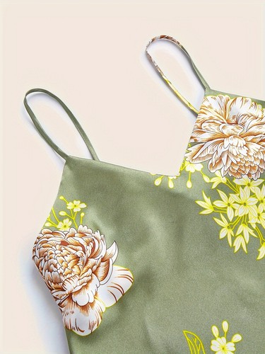 Damen Seide Satin Pyjama Set Sexy-Dessous Nachtwäsche Babydoll Druck Nachtwäsche - Bild 23 von 24