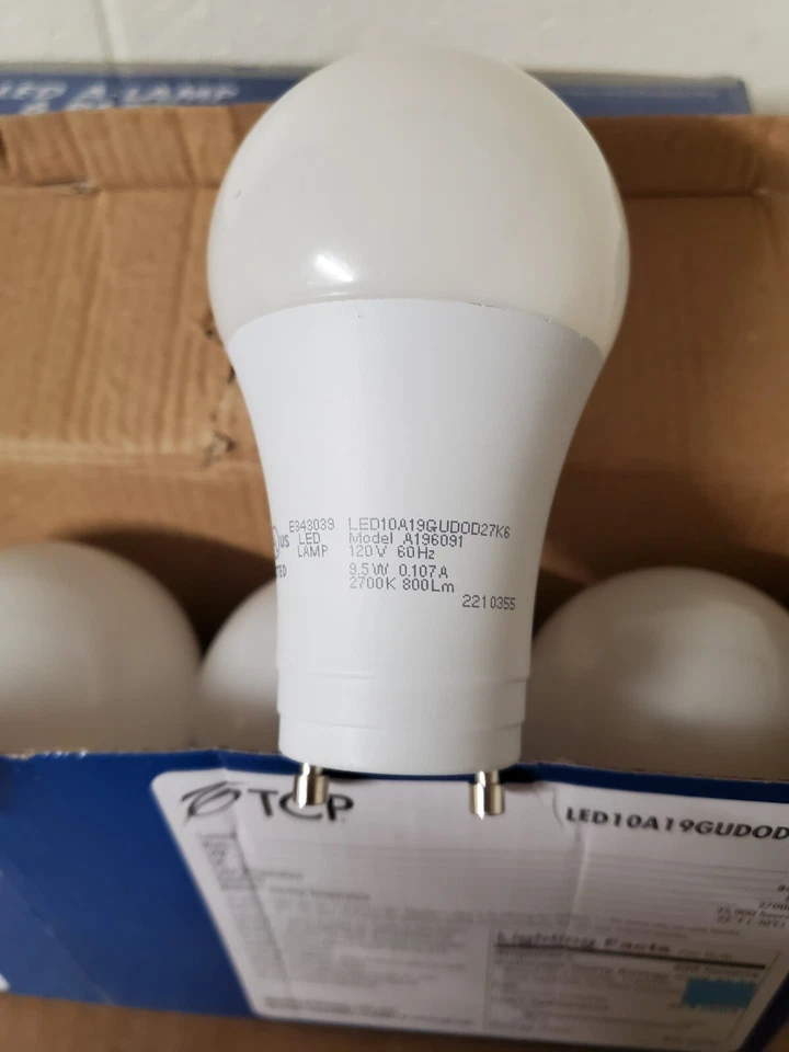 Lot(3) 6Pk -TCP LED10A19GUDOD27K6 LED GU24 60 Watt Equiv. Bulbs, A19, Soft White - Image 3 of 4