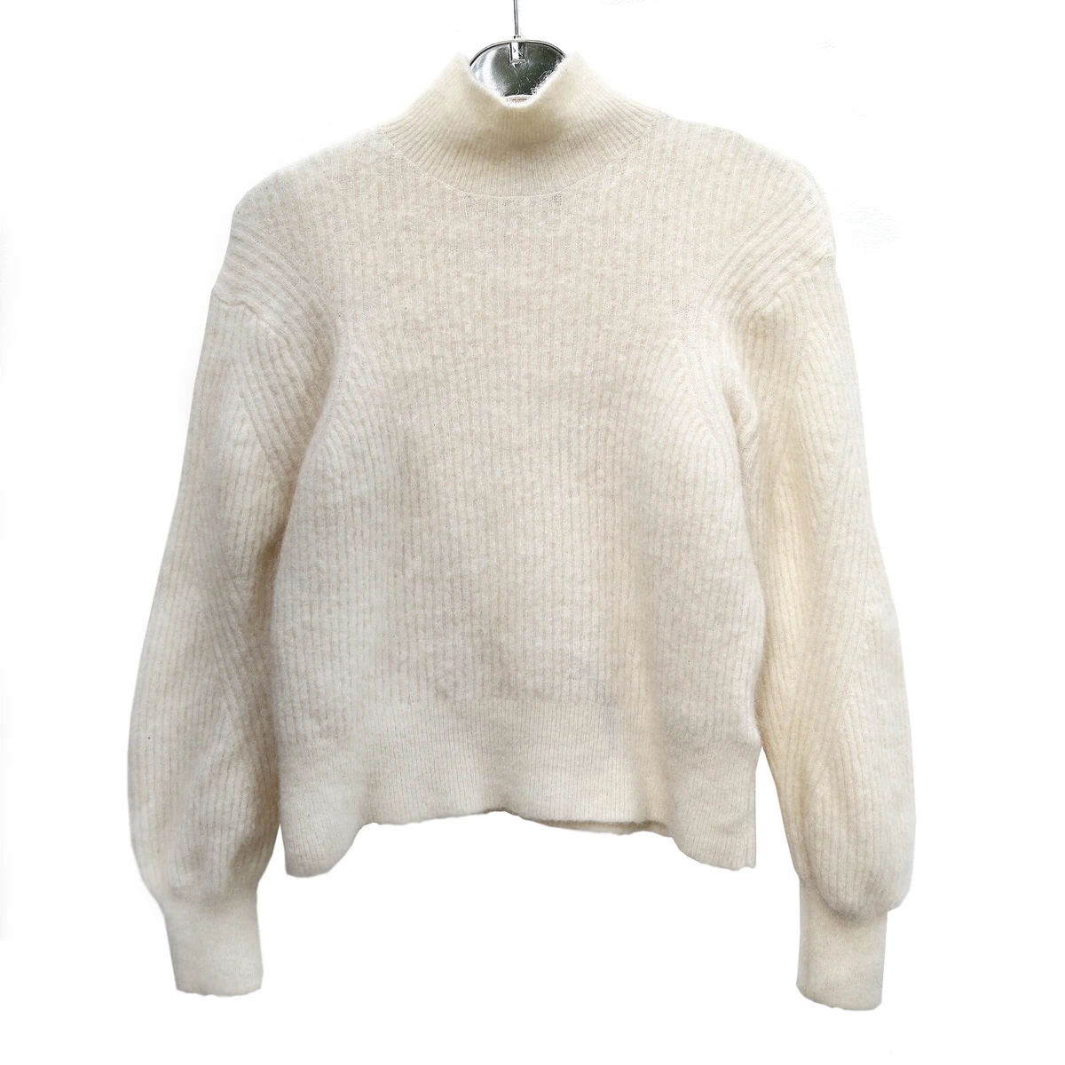 Other Stories womens XS cream mohair blend ribbed turtleneck sweater
