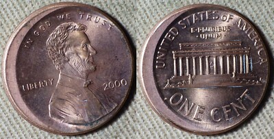 Error : Lincoln Cent 2000 Off Center, Broadstruck Almost Nickel Size IREC1894