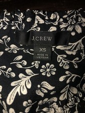 J.CREW Hadid shirt DRESS tossed bouquet print Sz XS Black White Floral MSRP $128