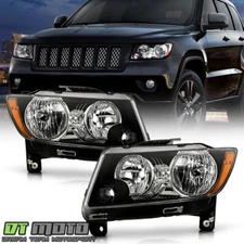 For 2011-2013 Jeep Grand Cherokee 11-17 Compass Halogen Headlights Headlamps Set