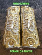 Cachas 1911 full size Scorpion alacran premium Custom gun Grips 24k gold plated