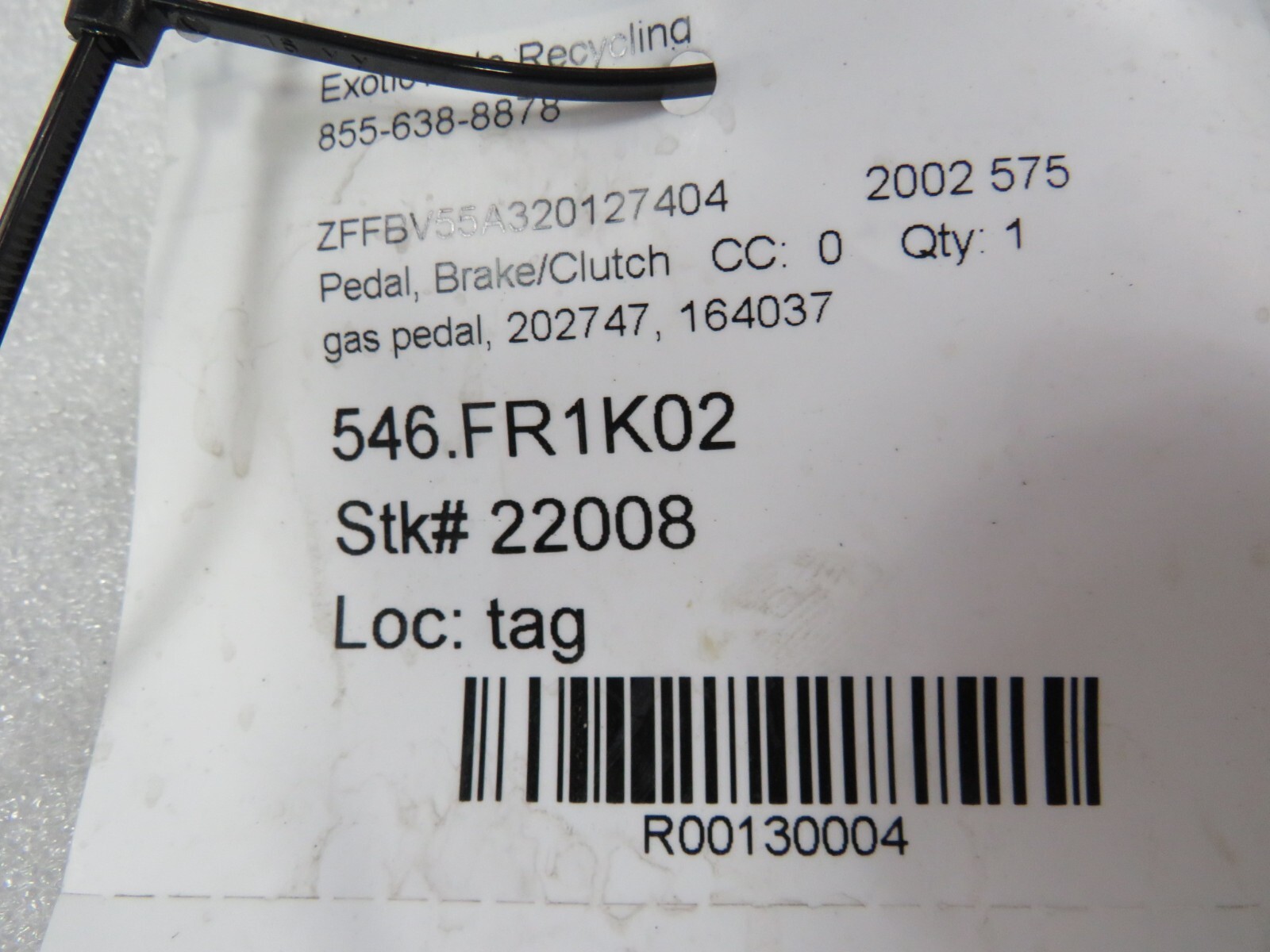 Ferrari 575, Gas Pedal, Used, P/N  202747,164037