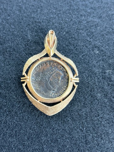 14K Yellow Gold Roman Coin Pendant Charm 8.6 Grams Scrap Necklace Custom RARE - Picture 6 of 13