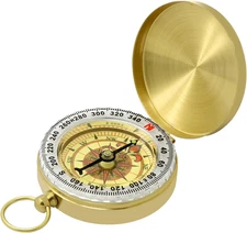 Vintage Waterproof Brass Compass for Hiking, Survival & Navigation - Ideal Bruju