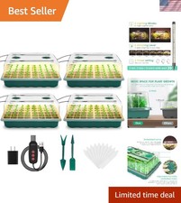 Seed Starter Tray with Grow Light 192-Cell Kit Indoor Germination Plant Propa...