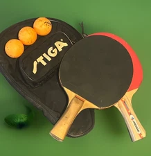 SET OF 2 STIGA Ping Pong Paddles Harvard W Zipper Case Table Tennis
