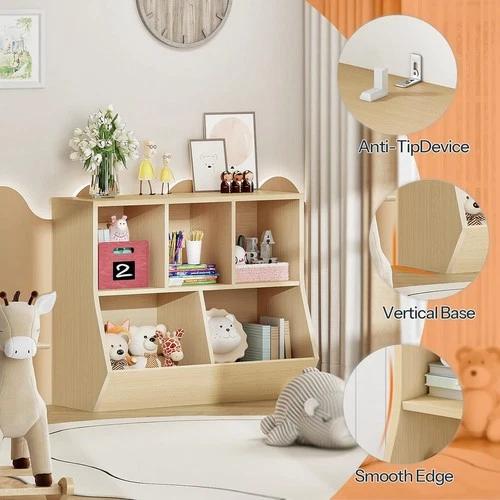 Kids Wooden Bookshelf Bookcase Bedroom Playroom Storage Rack Book Toy Organizer - Picture 20 of 37