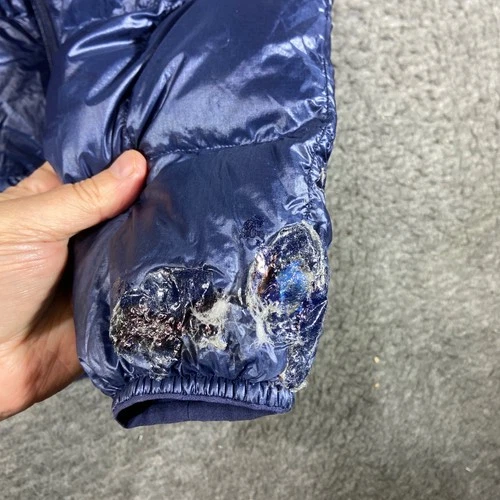 Montbell Ex Light Down Jacket Mens Medium Blue Puffer Full Zip 800FP Distressed image 2