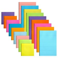 18 Pack Lined Sticky Notes, 9 Bright Colors Self-Stick Note Pads