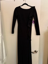 Women’s Windsor Black Ruffle Maxi Dress With Side Slit New With Tags Size Small