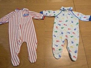 2 VTG Boys Sleeper Babe Baseball Red Stripes Colorful Airplane Terry Cloth PJ's 