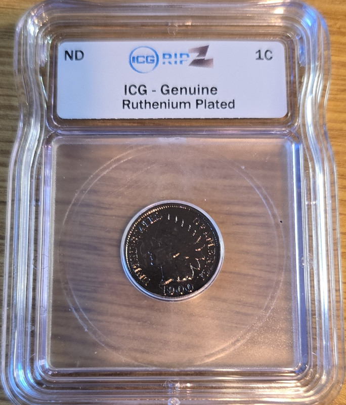 1900 Indian Head Small Cent Ruthenium Plated Coin Philadelphia Genuine ICG