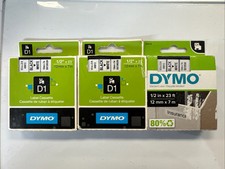 Lot Of 3 DYMO D1 Label Cassette 45013 Black White 12mm x 7m 1/2" x 23' ft. NEW