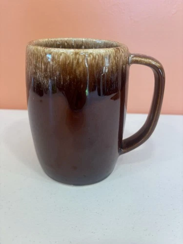Vintage Hull Ovenproof USA Marked  Brown Drip Glaze Large Mug 5" Tall READ