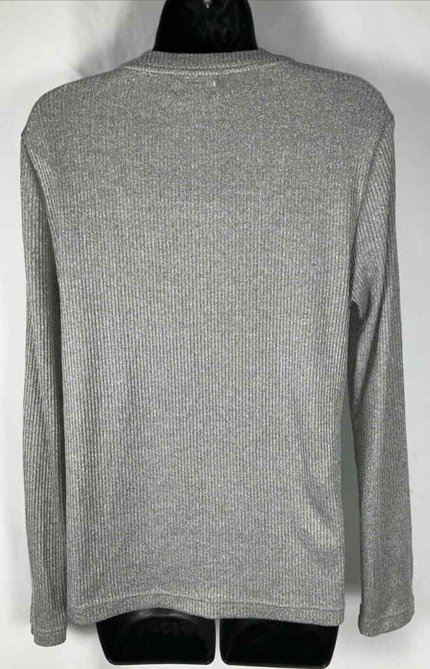 NINE WEST Women’s XL Gray Ribbed Long Sleeve Top - Image 2 of 4