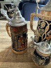 Set Of Five Vintage Ceramic Beer Steins Made In West Germany With Pewter Lids — photo 4