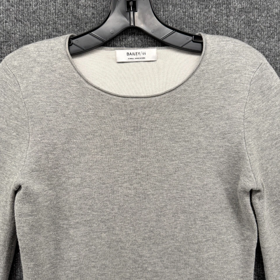 Bailey/44 毛衣 XS 灰色丝绸开衩袖女士学院办公室 Old Money Ecru — 第 2/4 张图片