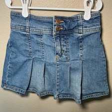 Abercrombie Kids Denim Skort 7/8 Light Wash Pleated Y2K Mini Skirt Shorts