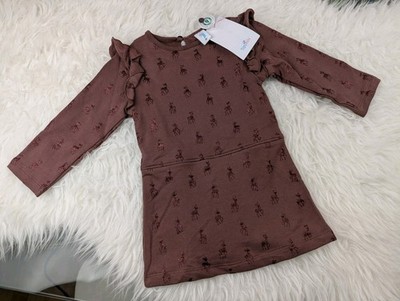 *neu* braunes Kleid Glitzer Sweatkleid 80 Topomini Rehe Waldtiere