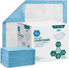Disposable Underpads 17x24 Incontinence Pee Pads Super Absorbent 100 Count Blue