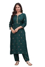 Women's Rayon Printed Straight Kurta Set with Palazzo Pants