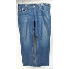 True Religion Jeans Mens 40 Ricky Blue Flap Pockets Denim Made in USA