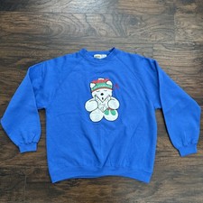 Santa Bear Vintage 80s Large L Sweatshirt 1987 Christmas Holiday Caroling EUC