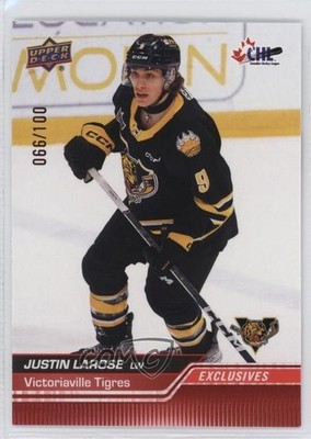 2023-24 Upper Deck CHL Exclusives 66/100 Justin Larose #160 14wn