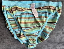 Rare, NWT, Vintage Victoria s Secret Striped High Cut Brief Panties. M