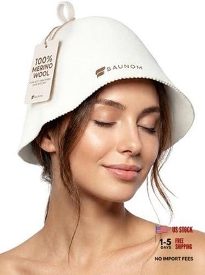 Premium Ultra Soft Sauna Hat for Women and Men  00% Merino Wool   Ultra 1 White
