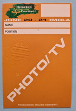 VASCO ROSSI Raro PASS Photo TV Concerto Imola 1998 Mai utilizzato