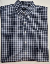 Mens Izod Easy Care Long Sleeve Plaid Button Up Shirt Size XL - NICE