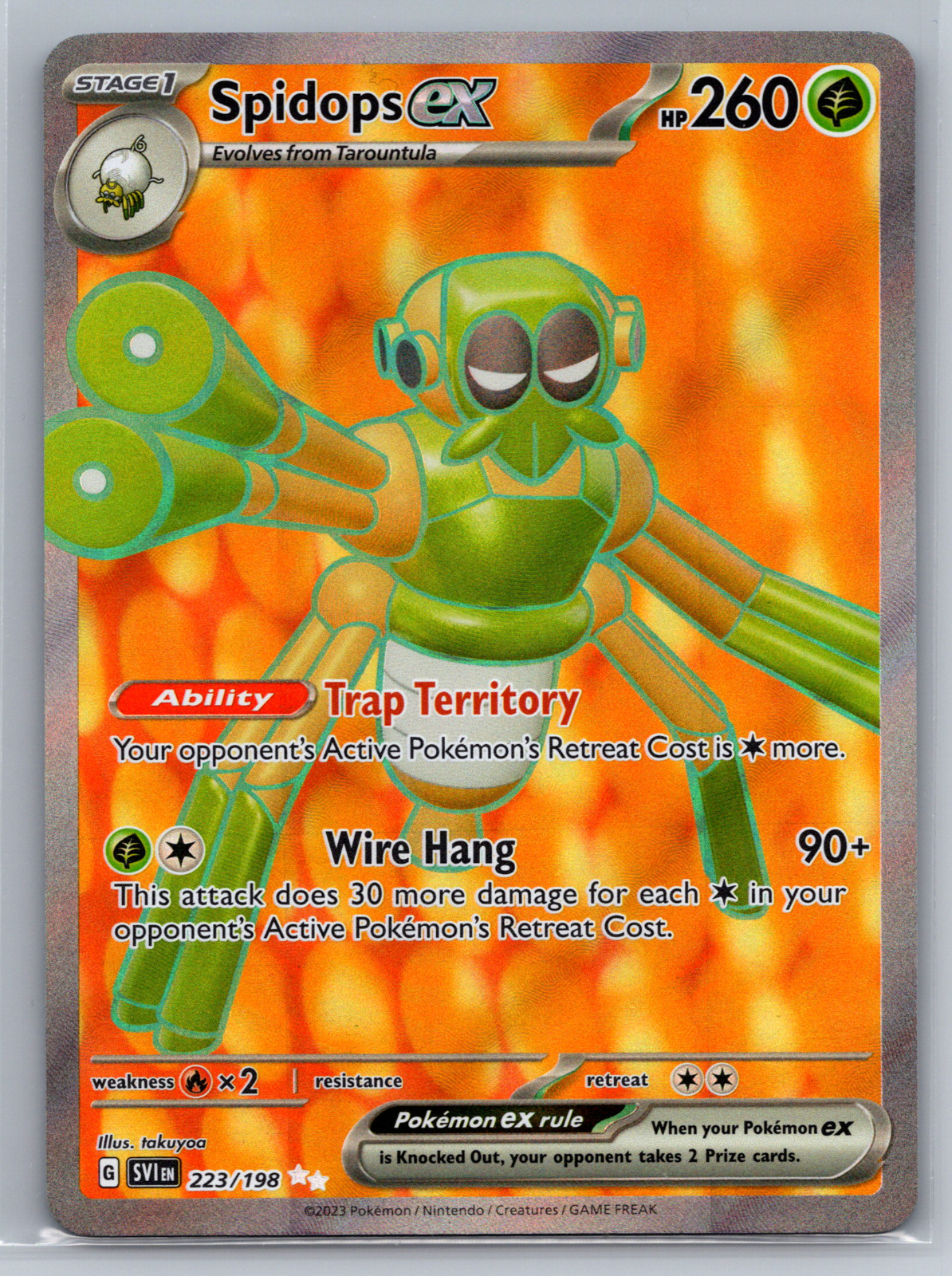 Pokemon Card Spidops EX 223/198 Scarlet & Violet Ultra Rare Full Art NM