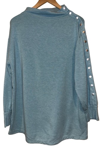Suéter Pullover Túnica Suave Surroundings Arley Manga Larga a Presión Talla M Azul Cielo