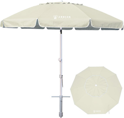 8ft Large Beach Umbrella with Sand Anchor Heavy Duty High Wind Portable Umbrella