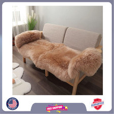 Genuine Sheepskin Fur Rug Australia, Double Pelt 2ft x 6ft, Light Brown