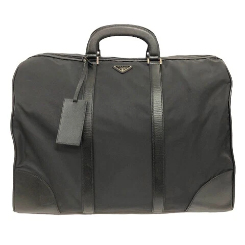 Prada Boston Sac à Main Nylon Cuir One Point Noir Homme