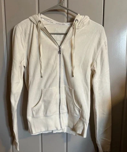 UNDERCOVER Felpa con cappuccio e zip intera vintage Victoria's Secret peluche velluto bianco taglia S Y2k